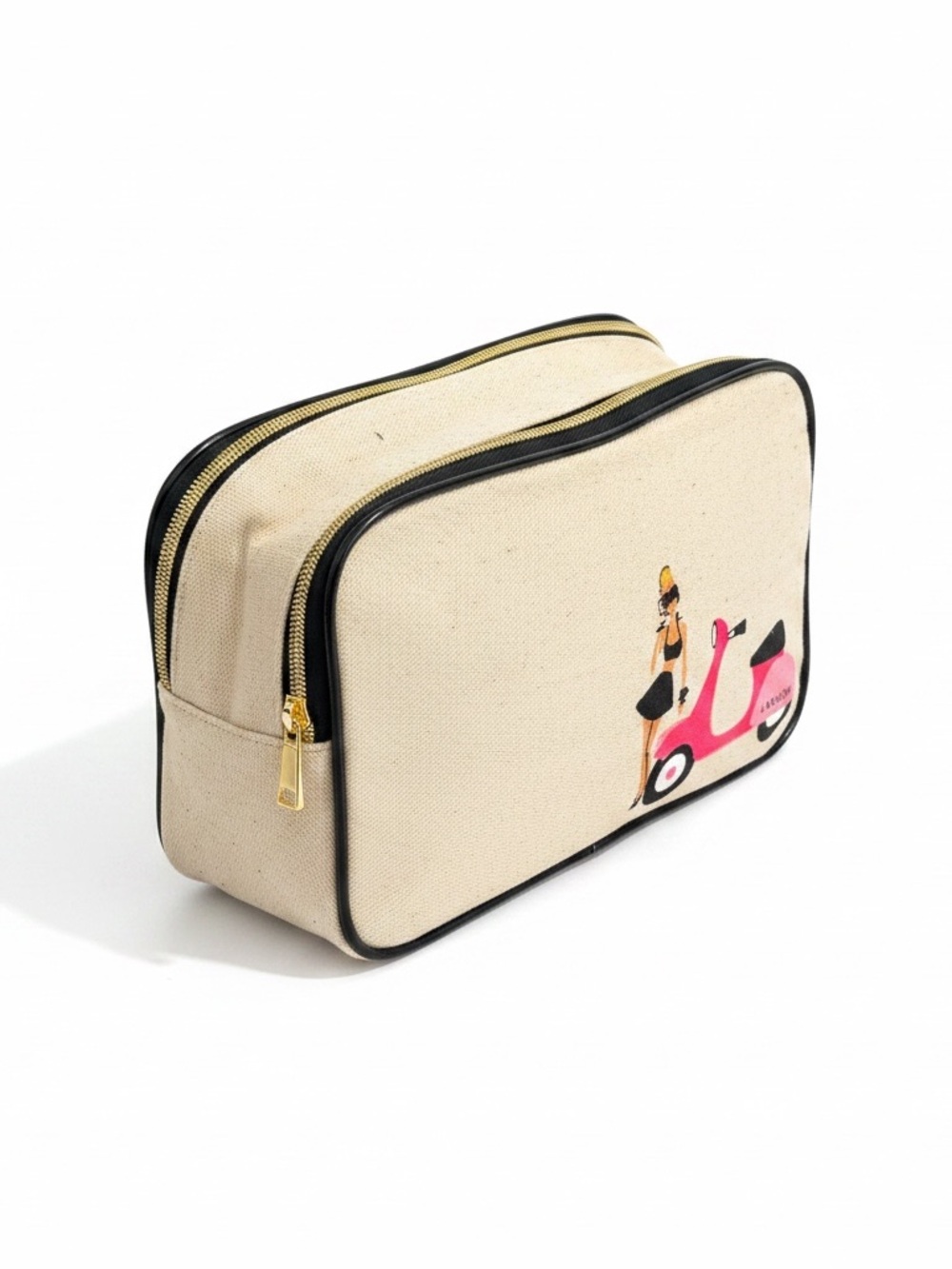 Lancôme Paris Scooter Cosmetic Makeup Travel Bag Double Zip Canvas New - Picture 6 of 8